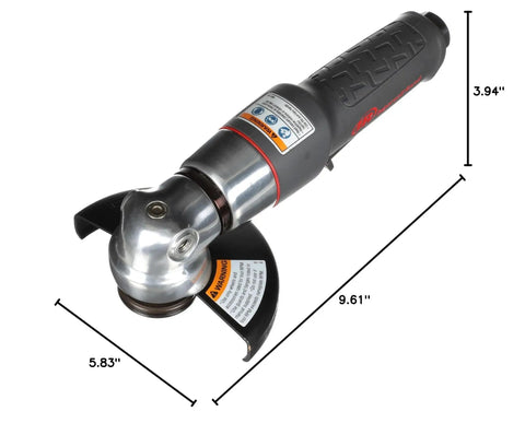 Tough As Nails Air Angle Grinder And Cutoff Tool With 4.5 Inch Wheel And 12000 RPM Motor shown with dimensions for precise cutting.