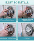 Four-step guide installing Three Pack Shower Handle Replacement For Moen Chateau 96797 Tub And Shower Faucets, Compatible with 1225 Cartridge.
