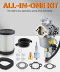 All-in-one carburetor replacement kit for KY Microquiet 4000W generator with air filter, gaskets, and fuel line
