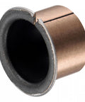 Flanged Sleeve Bearing Set 25mm Bore 28mm OD 20mm Length 35mm Flange Dia 1.5mm Flange Thickness Oilless Bronze Sintered Coated Bushings Dual Pack Carbon Steel Base Low Friction Maintenance Free High Load Capacity, close-up