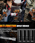 Half Inch Cordless Impact Wrench With High Torque Brushless Motor 900 Ft-Lb 1200 Nm 3800 RPM Three-Speed LED Light