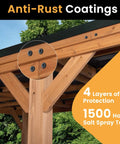 Heavy Duty Lag Screws Size 14 X 3 Inch 30 Pack With Torx T30 Star Bit used in wood structure, showing anti-rust coating