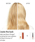 Before and after using Omega Hydrating Hair Oil Lightweight Nourishing Serum For Frizz Control And Ultra Shine Heat Protection Up To 450F Strengthens Hair Humidity Shield Silicone Free Travel Friendly 30mL