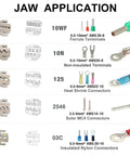 Jaw applications for 7 Piece Crimping Tool Set With Quick Exchange Jaw And Interchangeable Dies, Wire Stripper, Durable Carry Case