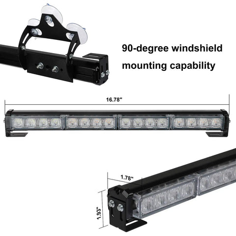 Straight Up Tough 2X16 Inch Led Strobe Light Bar Packing 32 Blazing Diodes And 26 Quick Swap Flash Patterns For Interior Emergency Traffic Advisory Warning Duty In Solid Amber And Crisp White