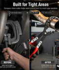 Exhaust Pipe Cutter For Three Quarters To Three And A Quarter Inch Tubing, One-Handed Chain Tailpipe Cutter For On-Vehicle Repairs, Heavy-Duty Cutting Tool For Mufflers, PVC And Copper Pipes In Tight Or Cramped Spaces on exhaust pipe under vehicle