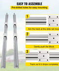Happybuy 2-pack SBR20 linear rails 1200mm with 4 SBR20UU bearing blocks; silver aluminum CNC router kit (front view)