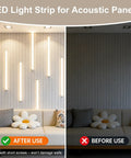 LED Recessed Lighting Kit for Slat Wall Panels, 6PCS Dimmable 3000K Warm White LED Strip Lights with Touch Switch, after and before use comparison.