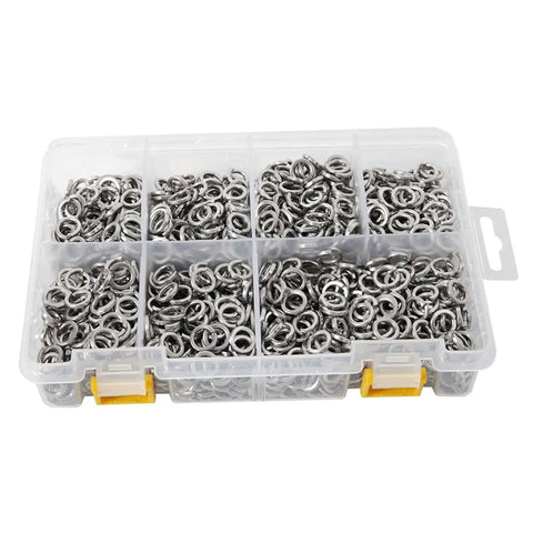 1035 Pcs 304 Stainless Steel Lock Washers Set M1.6 M2 M2.5 M3 M3.5 M4 M5 M6 M8 M10 M12 M16 With Spring Split Lock Washers And Elastic Gasket Kit For Nuts And Bolts Vibration Resistance in plastic organizer