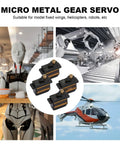Four Pack Smokin Hot Metal Gear Servo Motor For RC Robot Car Helicopter Badass Durable Analog Actuators Smooth Precision Control Upgrades Your Rig For Daily Driving in a setting with robot and helicopter.