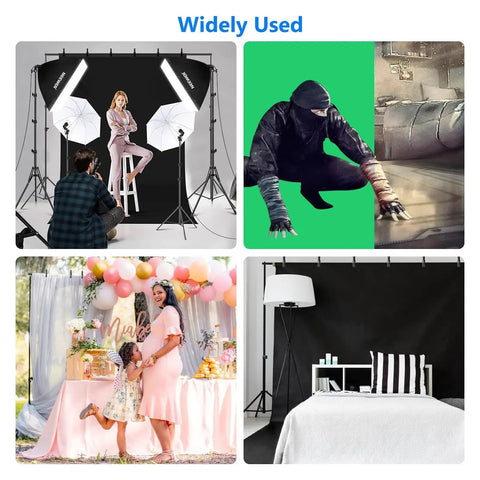 Pro Grade Photo Lighting Gear Kit With Backdrops And Stands For Studio Photo And Video Shoots Eight Point Five By Ten Foot Backdrop Set in use