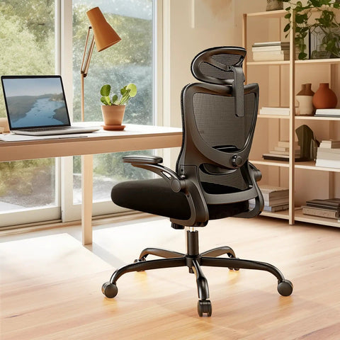 Ergonomic Office Chair With High Back Mesh And Fully Adjustable Headrest 2D And 3D Armrests Lumbar Support in home office