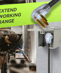 Heavy Duty 40ft Welder Extension Cord 250V 10 AWG NEMA 6 50 STW With LED Indicator in use during welding