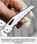 Rope cutting with Everyday Carry 18 In 1 Multitool Pliers Set With Graded Hardness Steel, featuring stainless steel blade.