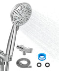 High Pressure Handheld Shower Head With 10 Spray Settings And Detachable Hose Chrome Finish for RV Bathroom and Home Use
