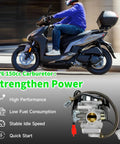 GY6 150cc Carburetor Kit Drop In Replacement For 4 Stroke Engines with high performance scooter rider