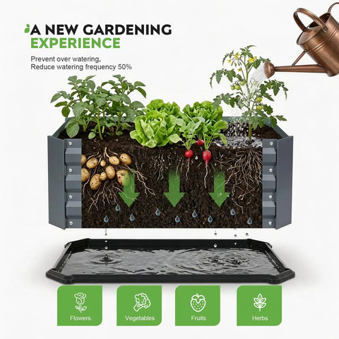 Two Pack Galvanized Raised Garden Beds With Bottom Indoor And Outdoor Use Rust Proof Metal Planter Box showcasing vegetable growth