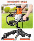 Powerful Electric Post Hole Digger With 1500W Motor 5.91 Inch Auger Bit, ergonomic handle design, outdoor use.
