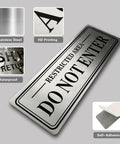 Heavy Duty Stainless Steel Do Not Enter Sign For Restricted Areas With Solid Peel And Stick Backing Hella Durable And Weather Ready No Stress Install Just Clean Stick And You Are Good To Go showing a close-up of the sign with HD print details.