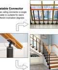 Adjustable connector for wrought iron railing kit, ideal for porches and stairs with varying angles.