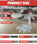 Compact Mini Drill Press Table With Three Speed Variable 16000 RPM Benchtop Drill Press Stand Portable Electric Drilling Machine dimensions