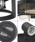 Dope Industrial Matte Black Flush Mount Ceiling Light Fixture With Two Lights E26 Sockets Close To Ceiling For Indoor Outdoor Use