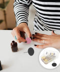 Portable Nail Care Kit With 80 150 240 Grit Sandpaper Discs For Dead Skin Removal, foot file sanding sheets, hands using pink disc