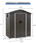 5x3 Ft Metal Outdoor Garden Storage Shed with dimensions and lockable double doors, window, steel construction, waterproof design