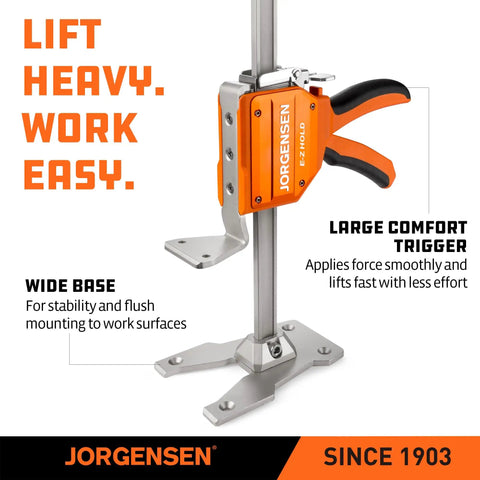 Built To Last 2 Pack Cabinet Jack Clamps With 470 Lb Lift Capacity, sturdy clamp in orange and silver with wide base for stability.