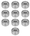 Pack of 10 S624ZZ Stainless Steel Bearings 4x13x5mm for skateboards shown in a grid, durable for everyday street riding and upgraded performance.
