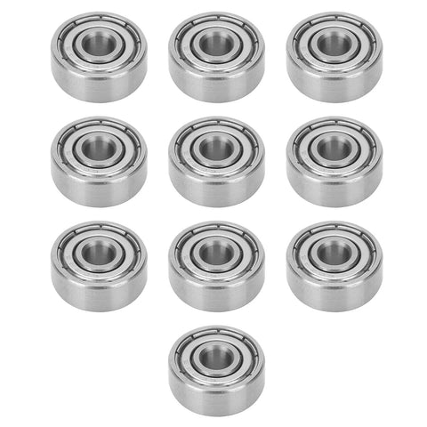 Pack of 10 S624ZZ Stainless Steel Bearings 4x13x5mm for skateboards shown in a grid, durable for everyday street riding and upgraded performance.