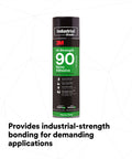Hi-Strength 90 Permanent Spray Adhesive can, black and green label, industrial-grade bonding