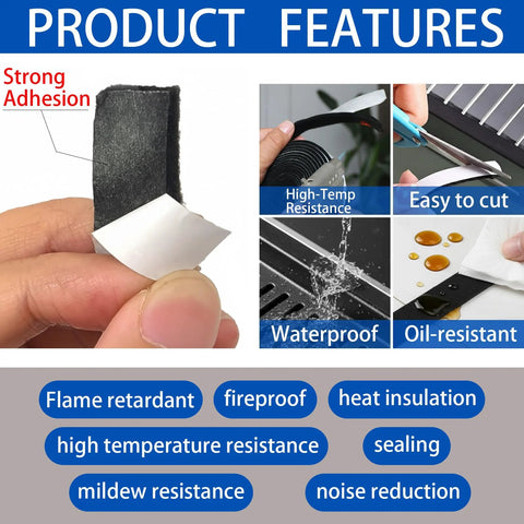 YuanYue smoker gasket seal, 1/2 in × 1/8 in × 20 ft, black felt, self-adhesive for BBQ grill doors