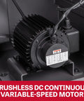 Close-up of 1 HP BLDC motor from the 18-Inch Continuous Variable-Speed Band Saw With 1 HP 110V Single-Phase BLDC Motor, 90 To 1,600 FPM