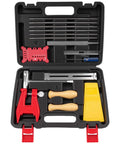 Pro Grade All In One Chainsaw Chain Sharpener Kit With Sixteen Pieces Including Files Depth Gauge Stump Vise Felling Wedge