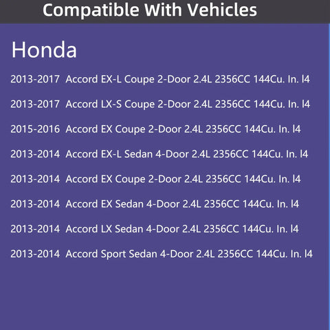 Engine Valve Cover Gasket Set For Accord 2.4L K24 EX EX-L LX LX-S Coupe Sedan 2013 2014 2015 2016 2017 Replacement 12030-5A2-A01 Direct Fit Top Grade Materials Durable Seal Easy Install Honda 2013-2017 Accord fitment chart