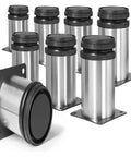 Adjustable Stainless Steel Furniture Legs 4 Pack with screws, shown in stainless steel, for tables, cabinets, and sofas.