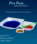 Disposable 7ml Weigh Boats In A 125 Pack Small Plastic Trays For Lab Weighing Dishes Polystyrene Food Safe Antistatic Lightweight And Durable For Mixing Measuring And Weighing Powders Liquids Supplements And Food Samples, small size shown
