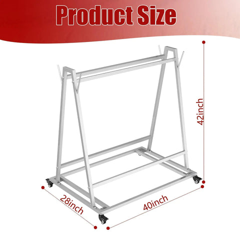Open Style Mobile Floor Mat Transporter Cart With Wheels, Heavy Duty Galvanized Steel Rack, 40x28x42 In, Lockable Swivel Casters, Rust Resistant