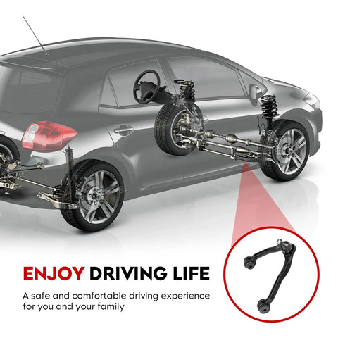 Diagram of car suspension system with highlighted front upper control arm and ball joint for 4WD AWD vehicles