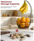 Smooth Spinning 360 Degree Rotating Fruit Bowl With Hefty Capacity Deep Basket And Solid Banana Stand For Kitchen Counter Organization And Absolutely Slick Everyday Utility with bananas and oranges