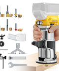 Cordless Wood Router Tool With 800W Brushless Motor Up To 30,000 RPM 6 Speed Settings Precise Depth Adjustment Edge And Roller Guides