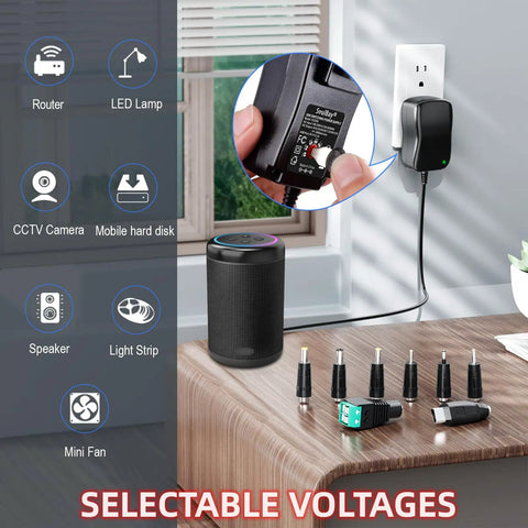 Universal 12V Power Supply Adapter With Adjustable Outputs 3V 4.5V 5V 6V 7.5V 9V 12V And 5V USB Port for various devices
