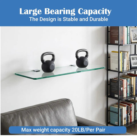 Heavy Duty Glass Shelf Brackets, Adjustable Stainless Steel Wall Mount Clamp Holders For 6-10mm Wood Or Glass Shelves, 4 Pack, Clip Style Support Hardware Replacement Parts on glass shelf