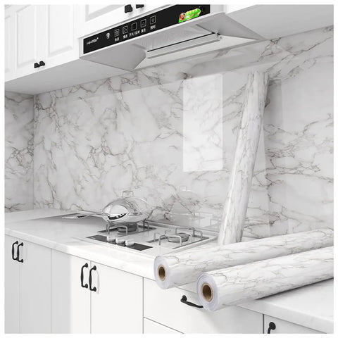 Peel And Stick Marble Contact Paper For Countertops And Backsplash, Waterproof Kitchen Wallpaper, Renter Friendly, rolls on kitchen countertop