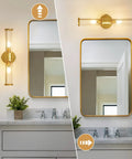 Gold Aluminum Wall Sconce With Cut Glass Shade, Up And Down Lighting, Modern Vanity Light For Bathroom Mirror, Hallway, And Living Room