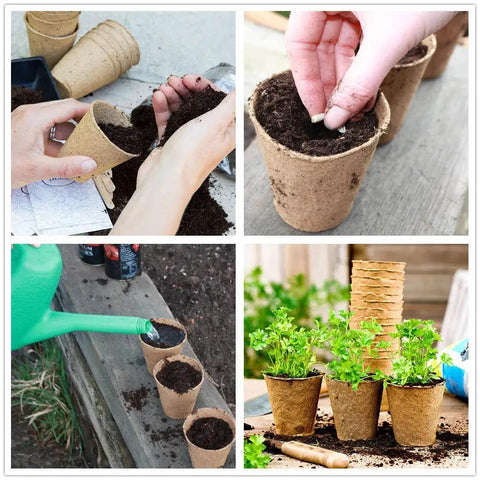 100 Pack Peat Pots 3.15 Inch Seed Starter Planters For Flowers, Vegetables, Tomatoes And Herbs, Biodegradable Nursery Pots