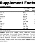 Supplement facts for Amino Acid Chelate Calcium Capsules For Bone Density Support And Strong Bones With Organic Mineral Chelates ChelaMax Complex Includes Calcium Magnesium Zinc Manganese Copper Vanadium Silicon Boron And Vitamin D3 For Better Absorption