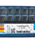 CNMG carbide turning inserts, 10 pcs, in blue plastic case, CNMG120408-TM for metal lathe turning.
