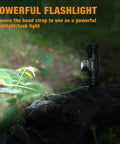 Rechargeable Headlamp With 1000 Lumen LED Beam, Five Light Modes Including SOS, Magnetic Base, used as flashlight on rock